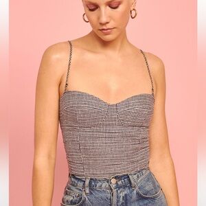 Reformation Monochrome Houndstooth Bustier Top